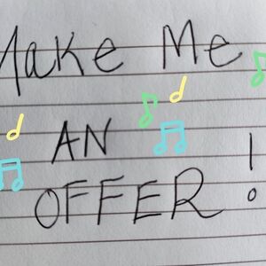 Handwritten Note with Musical Notes
